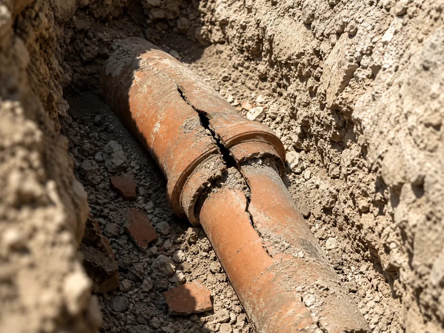 Close-up detail related to sewer repair