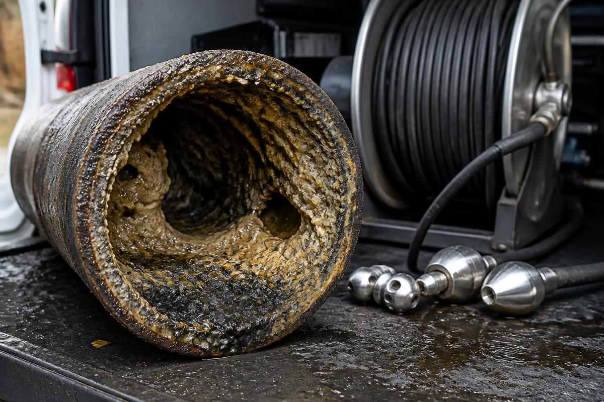 Close-up detail related to hydro jetting