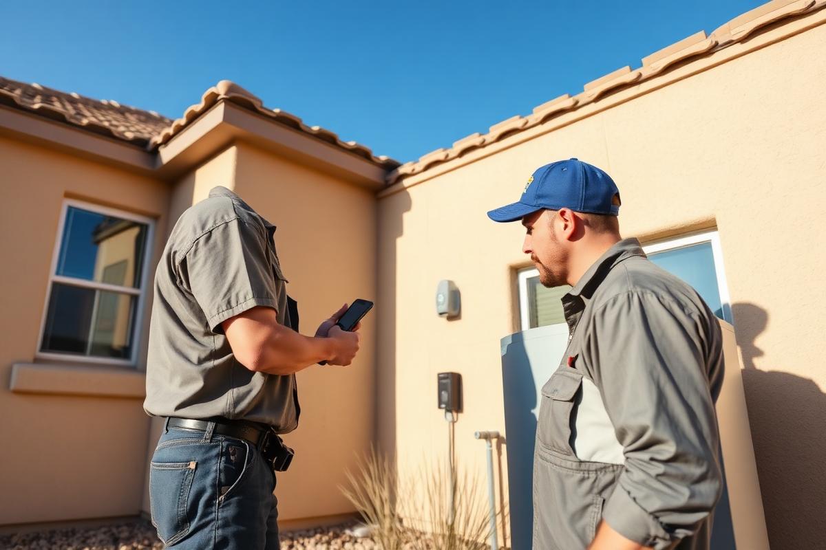 Technician installing a tankless unit in an Enterprise home