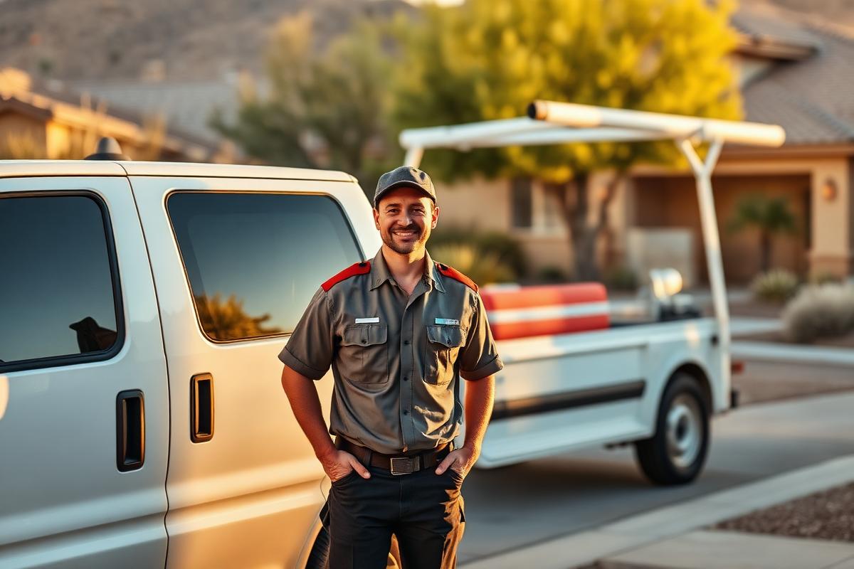 Technician working outside a Green Valley home