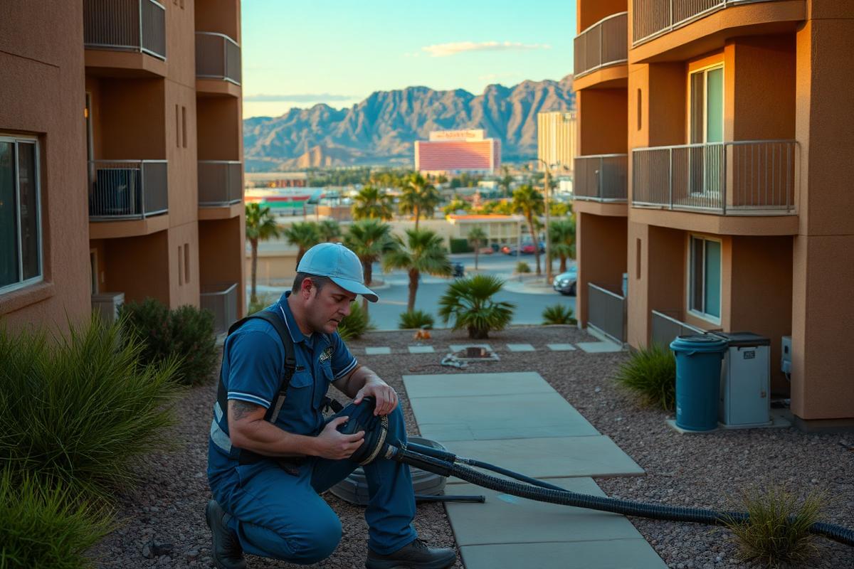 Technician working in a Paradise front yard