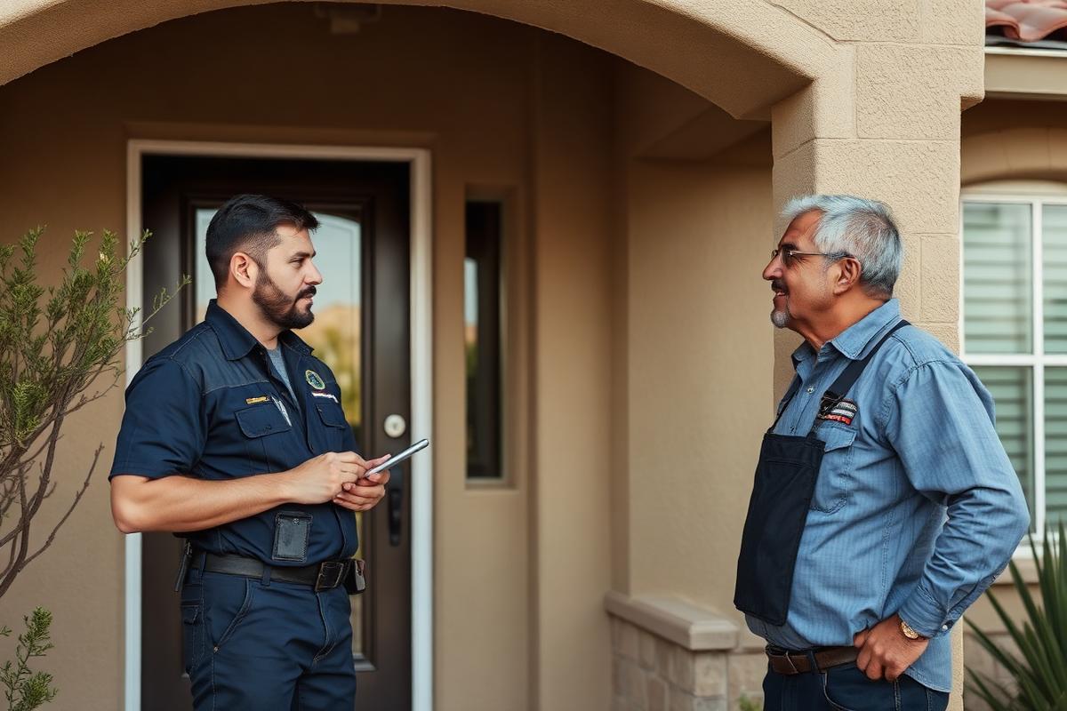Technician with protected work area inside a Summerlin South home