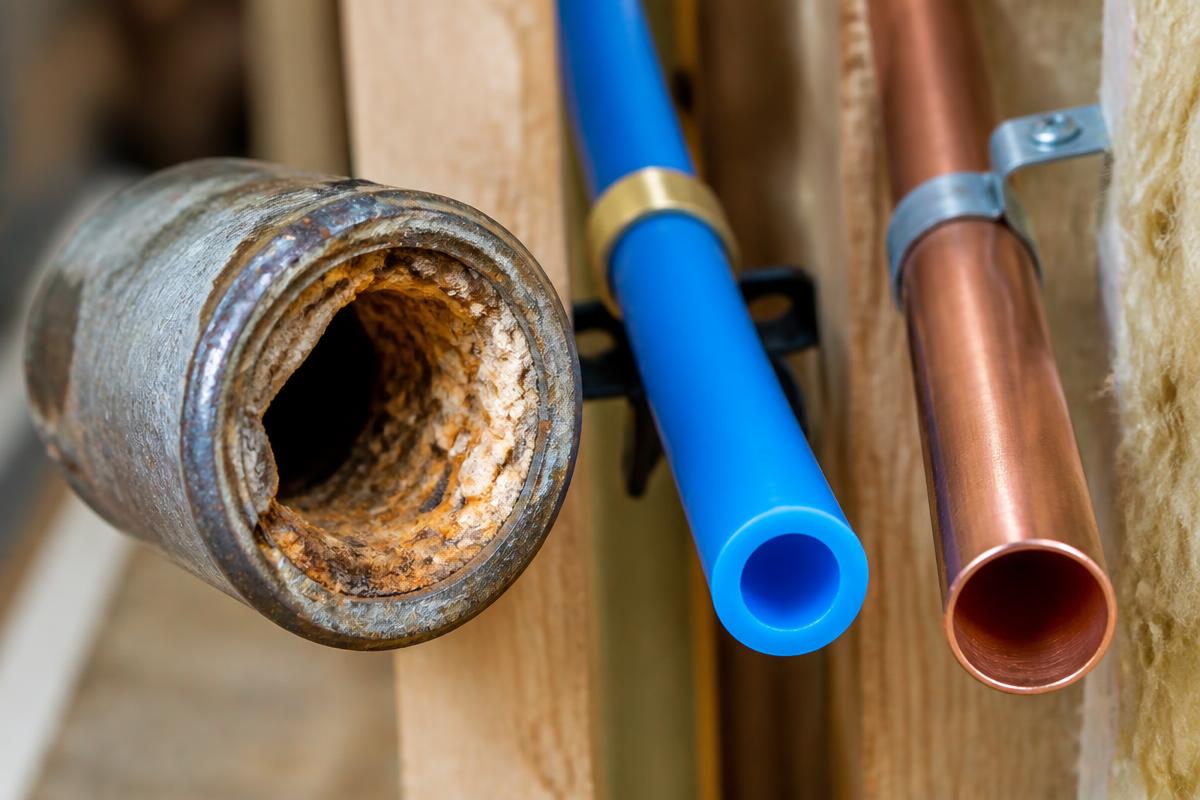 Close-up detail related to piping & repiping