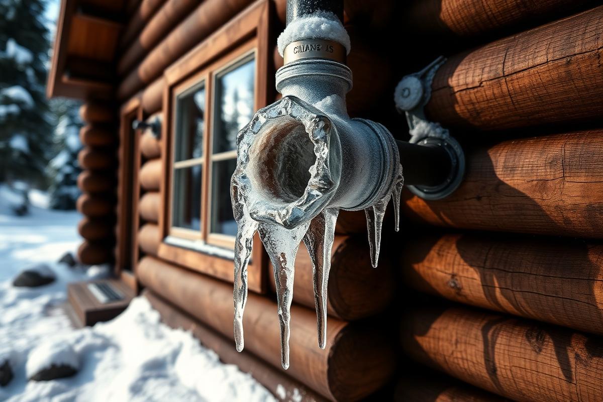 Frozen exterior line at a mountain property