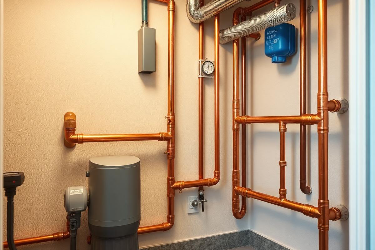 Recirculation pump and manifold in a Summerlin South mechanical room